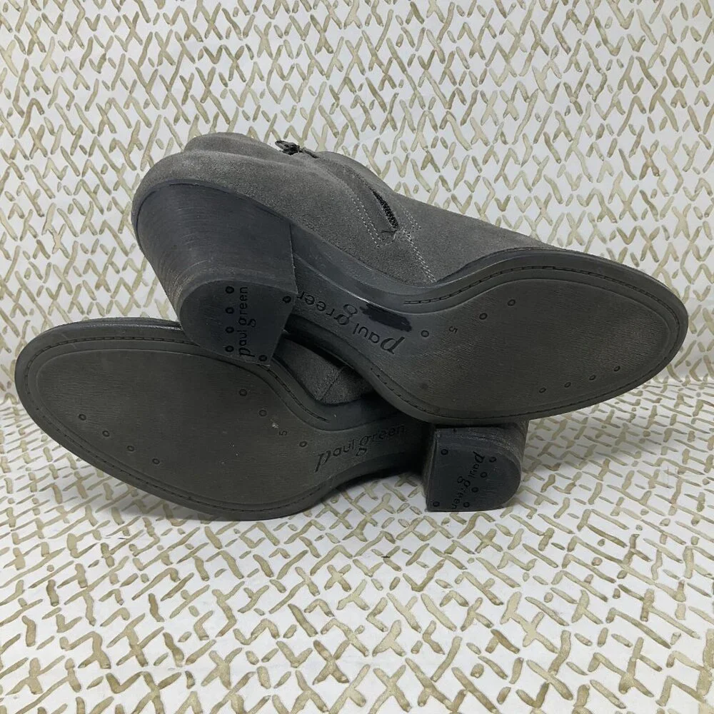 PAUL GREEN Gray Suede DELGADO Ankle Booties Leather Boots Size UK‎ 5 US 7.5